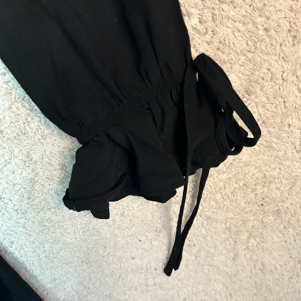 Lace Babydoll Mini Dress Long sleeve Dark Romantic Goth Black Bow Y2K 90, Medium - Picture 3 of 11